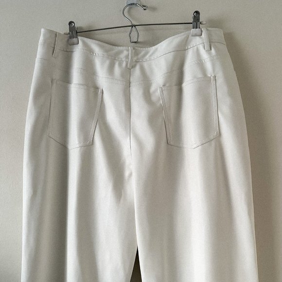 STAUD Eli Ivory White Vegan Leather Straight Leg Pants Size 16 - Picture 13 of 13